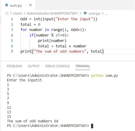 Python Program to Calculate Sum of Odd Numbers .